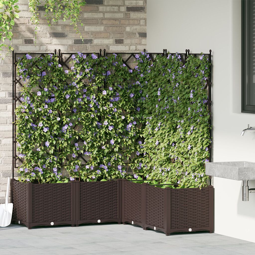 vidaXL Γλάστρα κήπου με πλέγμα 5 τεμ Καφέ 120x120x143 εκ