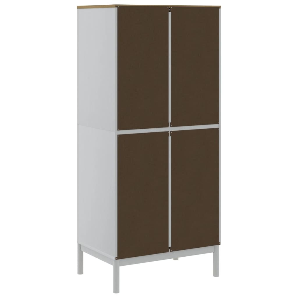 vidaXL Ντουλάπα FLORO Λευκή 77 x 53 x 171 εκ. από Μασίφ Ξύλο Πεύκου