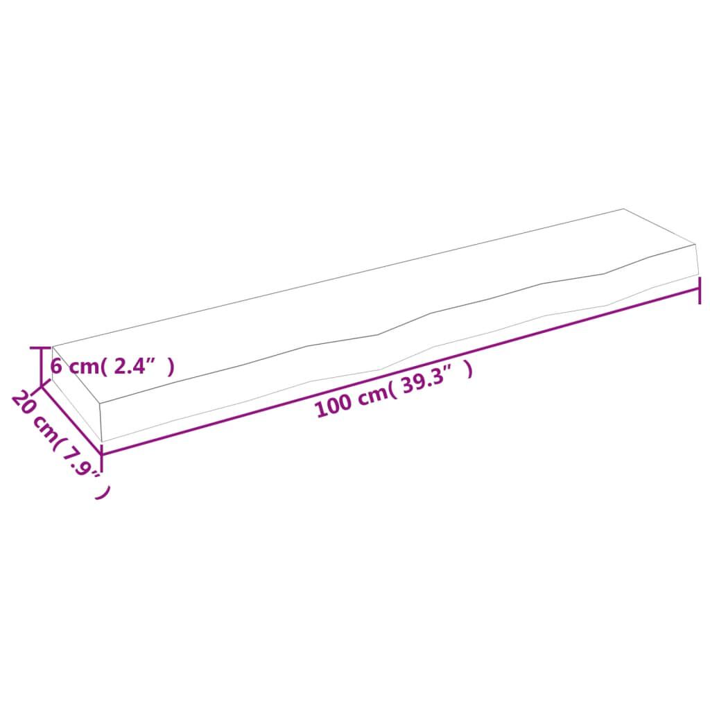 vidaXL Ράφι Τοίχου Σκούρο Καφέ 100x20x6 εκ. Επεξεργ. Μασίφ Ξύλο Δρυός