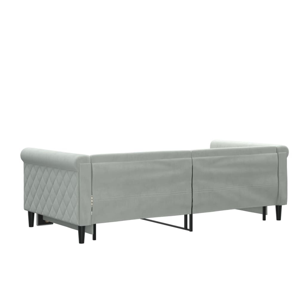 vidaXL Καναπές Κρεβάτι Συρόμενος Ανοιχτό Γκρι 90x190 εκ. Βελούδινος