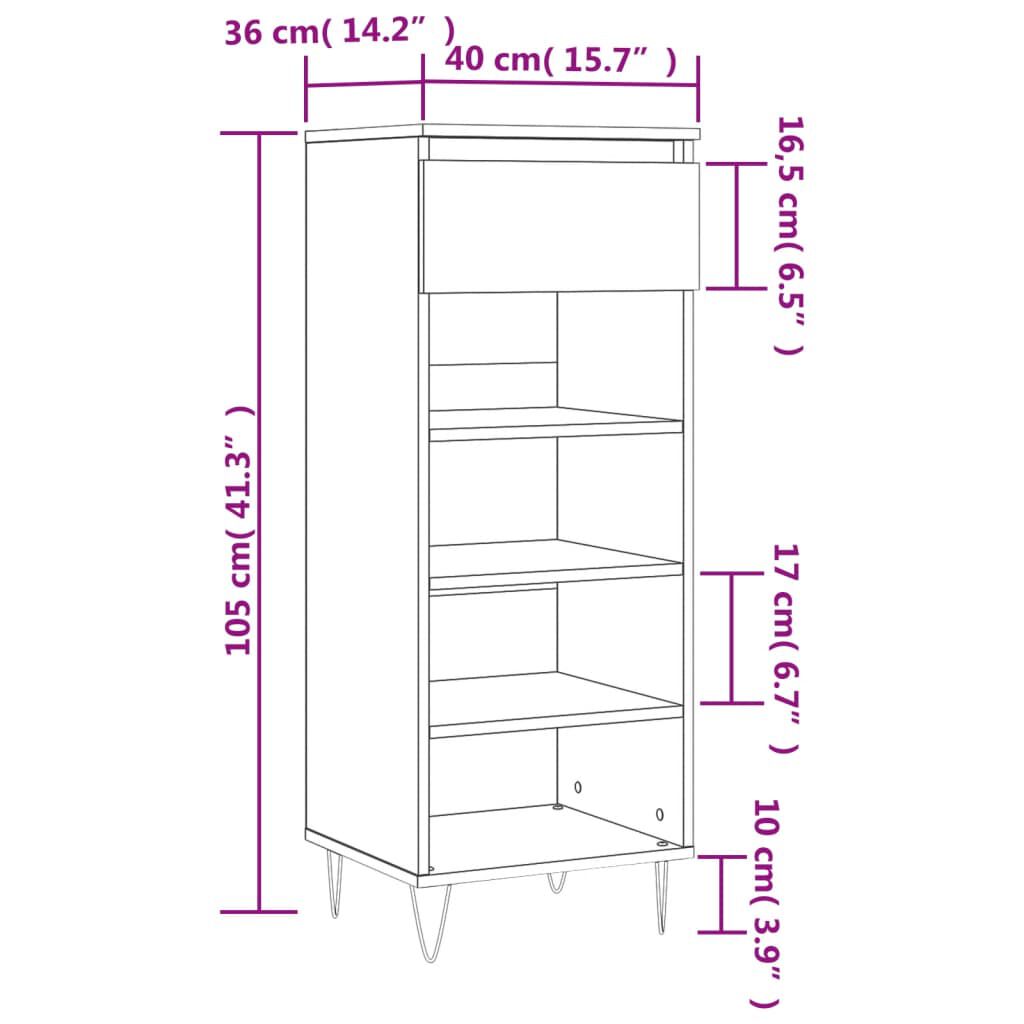 vidaXL Παπουτσοθήκη Γυαλιστερό Λευκό 40x36x105 εκ. Επεξεργασμένο Ξύλο