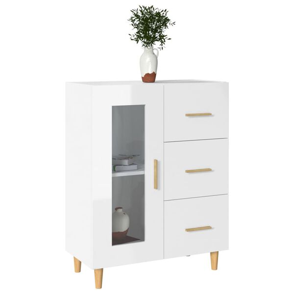 vidaXL Ντουλάπι Γυαλιστερό Λευκό 69,5x34x90 εκ. Επεξεργασμένο Ξύλο