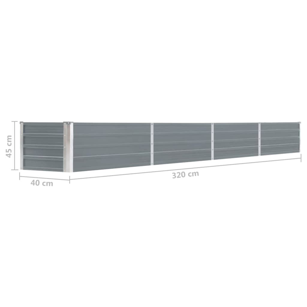 vidaXL Ζαρντινιέρα Υπερυψωμένη Γκρι 320x40x45 εκ. Γαλβανισμ. Χάλυβας