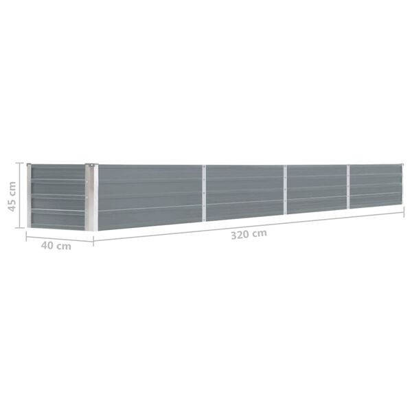 vidaXL Ζαρντινιέρα Υπερυψωμένη Γκρι 320x40x45 εκ. Γαλβανισμ. Χάλυβας