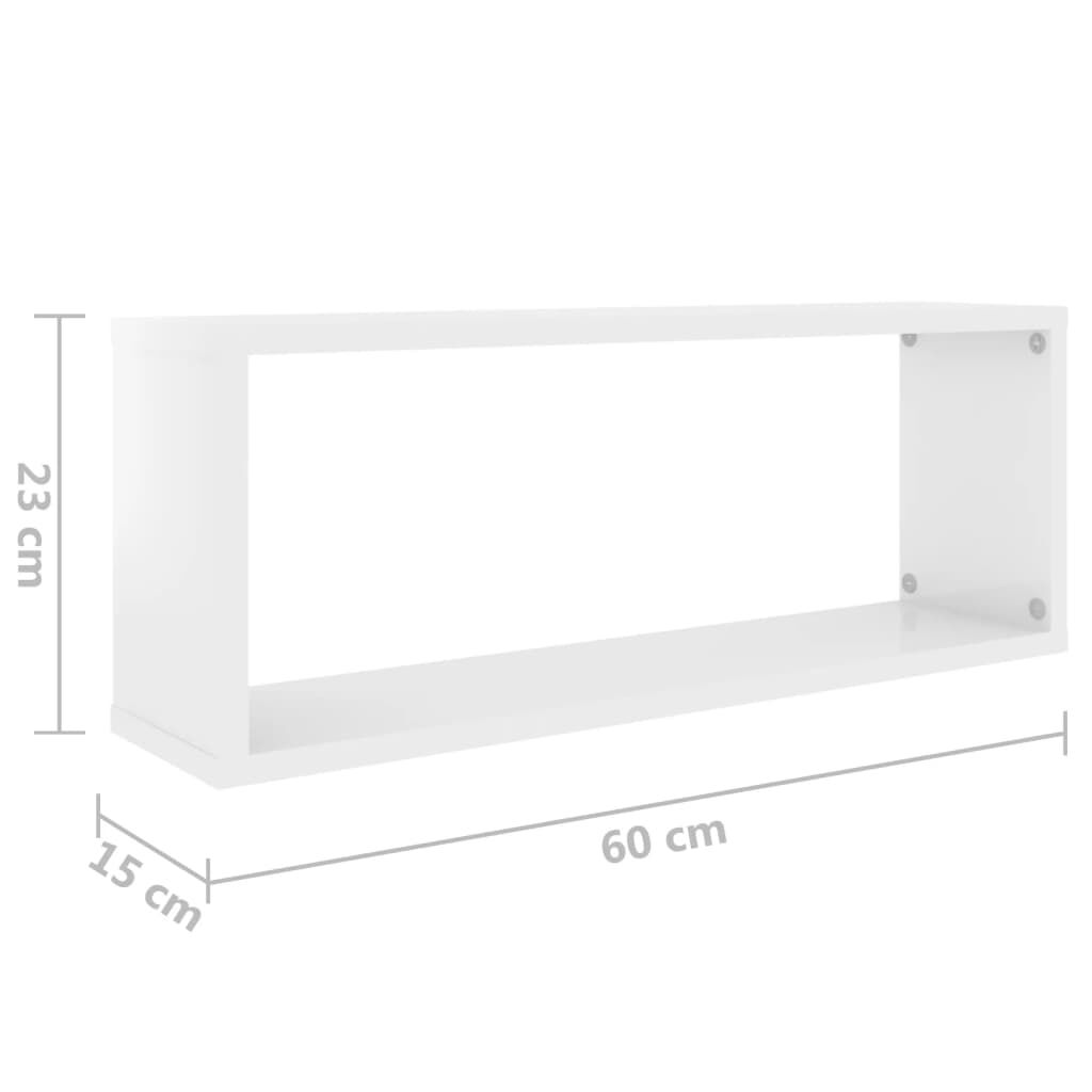 vidaXL Ράφια Κύβοι Τοίχου 4 τεμ. Γυαλ. Λευκό 60x15x23 εκ. Επεξ. Ξύλο
