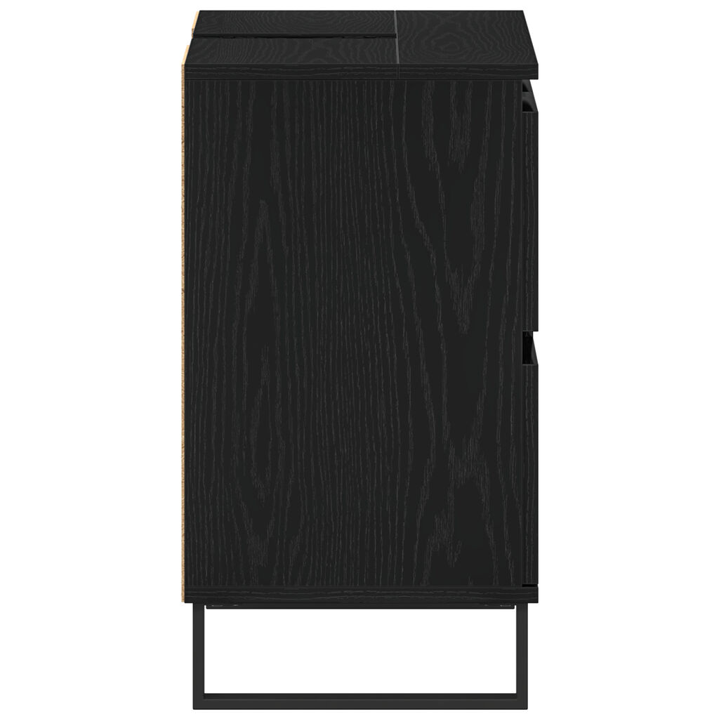 vidaXL Ντουλάπι για νιπτήρα Μαύρο Δρυς 80x33x60 εκ Επεξεργασμένο ξύλο