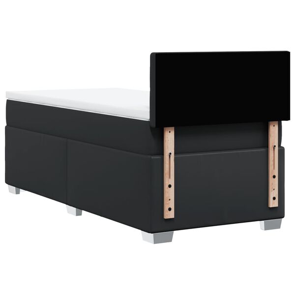 vidaXL Κρεβάτι Boxspring με Στρώμα Μαύρο 80 x 200 εκ. Συνθετικό Δέρμα