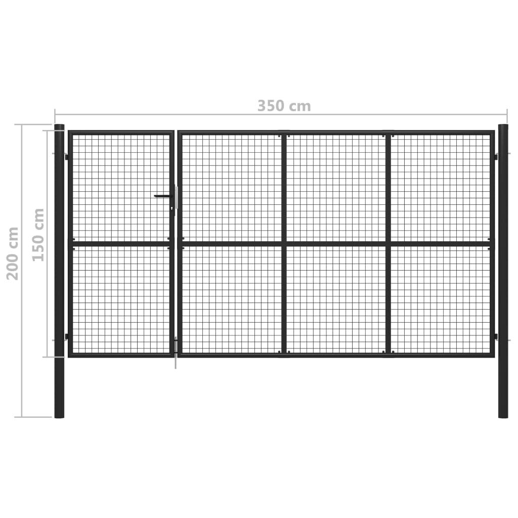 vidaXL Πόρτα Περίφραξης Κήπου Ανθρακί 350 x 150 εκ. Ατσάλινη