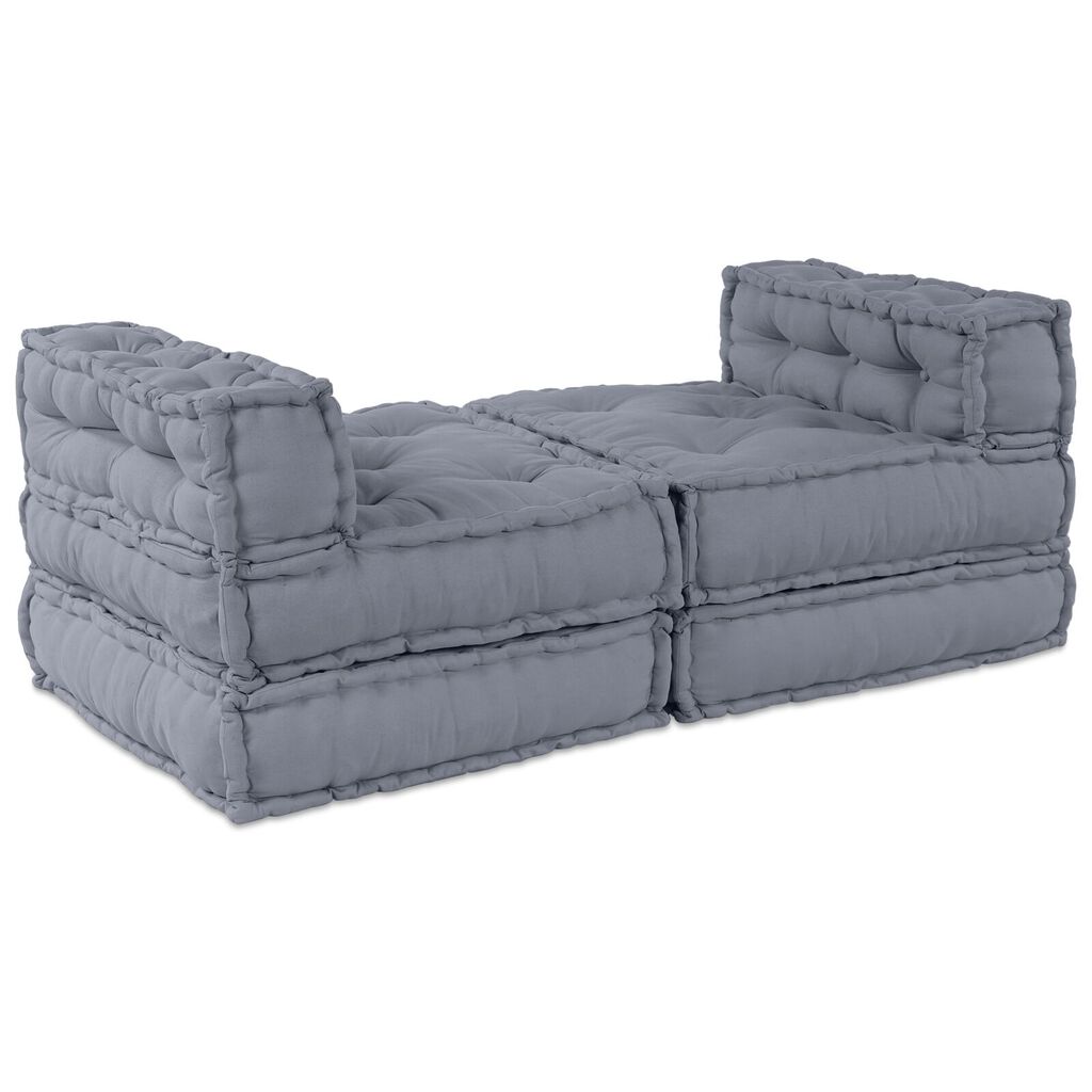 vidaXL Σαλονιού 4 Καθισμάτων Modular Pouffe Σαφάρι Γκρι Ύφασμα