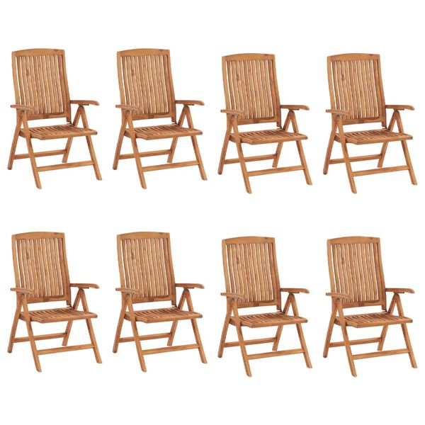 vidaXL &Kappa;&alpha;&rho;έ&kappa;&lambda;&epsilon;&sigmaf; &Kappa;ή&pi;&omicron;&upsilon; &Alpha;&nu;&alpha;&kappa;&lambda;&iota;&nu;ό&mu;&epsilon;&nu;&epsilon;&sigmaf; 8 &tau;&epsilon;&mu;. &Mu;&alpha;&sigma;ί&phi; &Xi;ύ&lambda;&omicron; Teak & &Mu;&alpha;&xi;&iota;&lambda;ά&rho;&iota;&alpha;