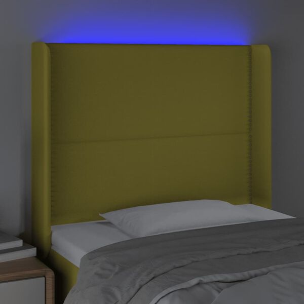 vidaXL Κεφαλάρι Κρεβατιού LED Πράσινο 83x16x118/128εκ. Υφασμάτινο
