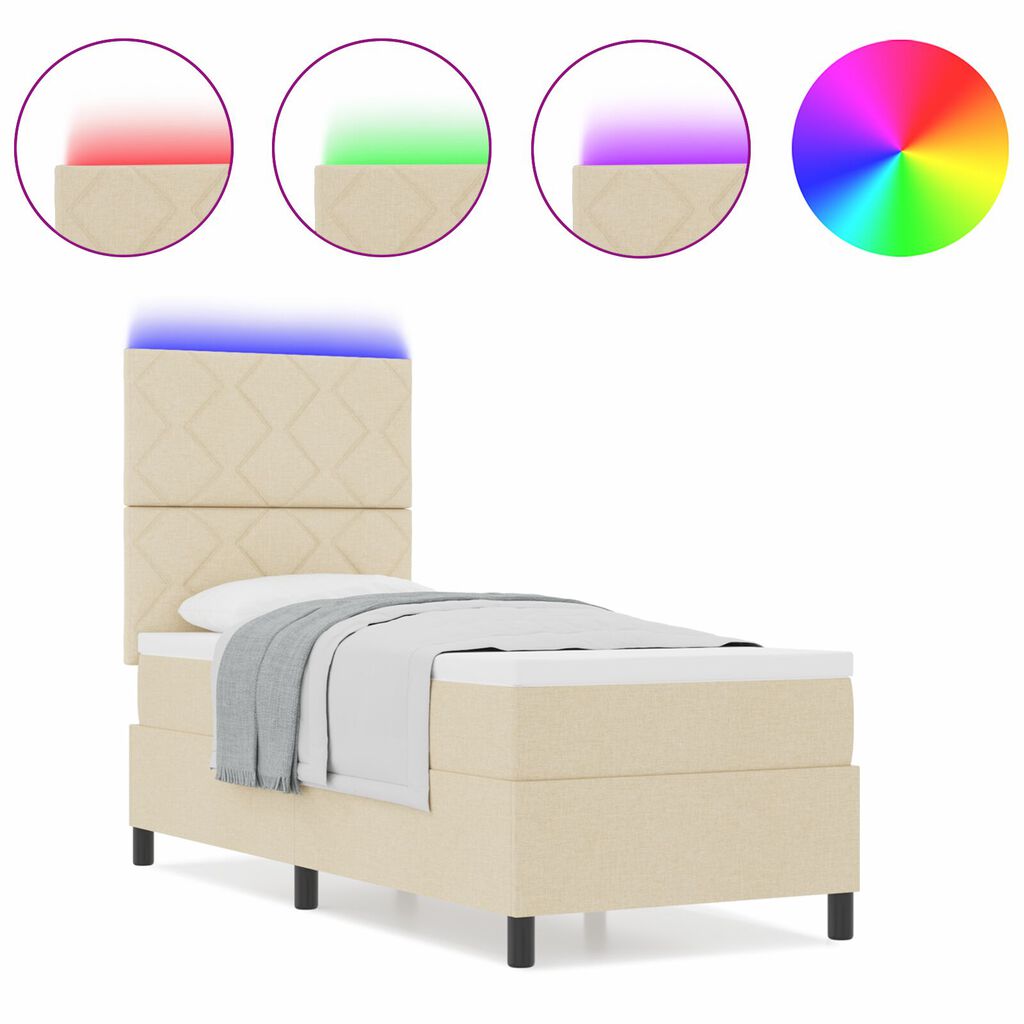 vidaXL Κρεβάτι με Βαλίτσα και Στρώμα & LED Μπεζ 80x200 εκ. Υφασμάτινο