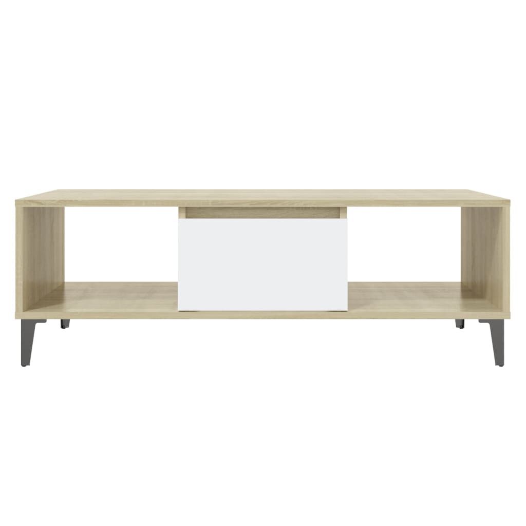 vidaXL Τραπεζάκι Σαλονιού Λευκό/Sonoma Δρυς 103,5x60x35εκ. Επεξ. Ξύλο