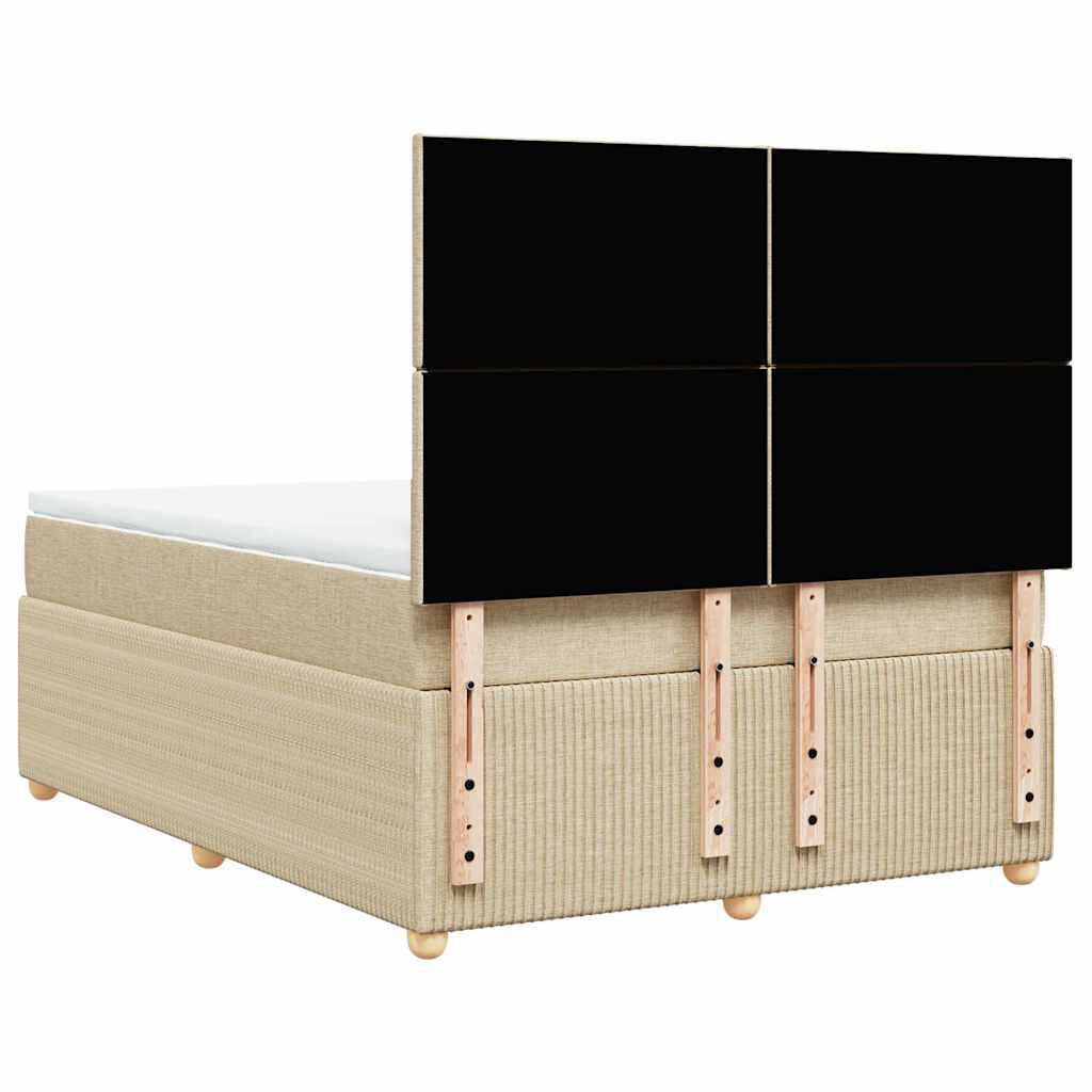 vidaXL Κρεβάτι Boxspring με Στρώμα Κρεμ 140x190 εκ. Υφασμάτινο