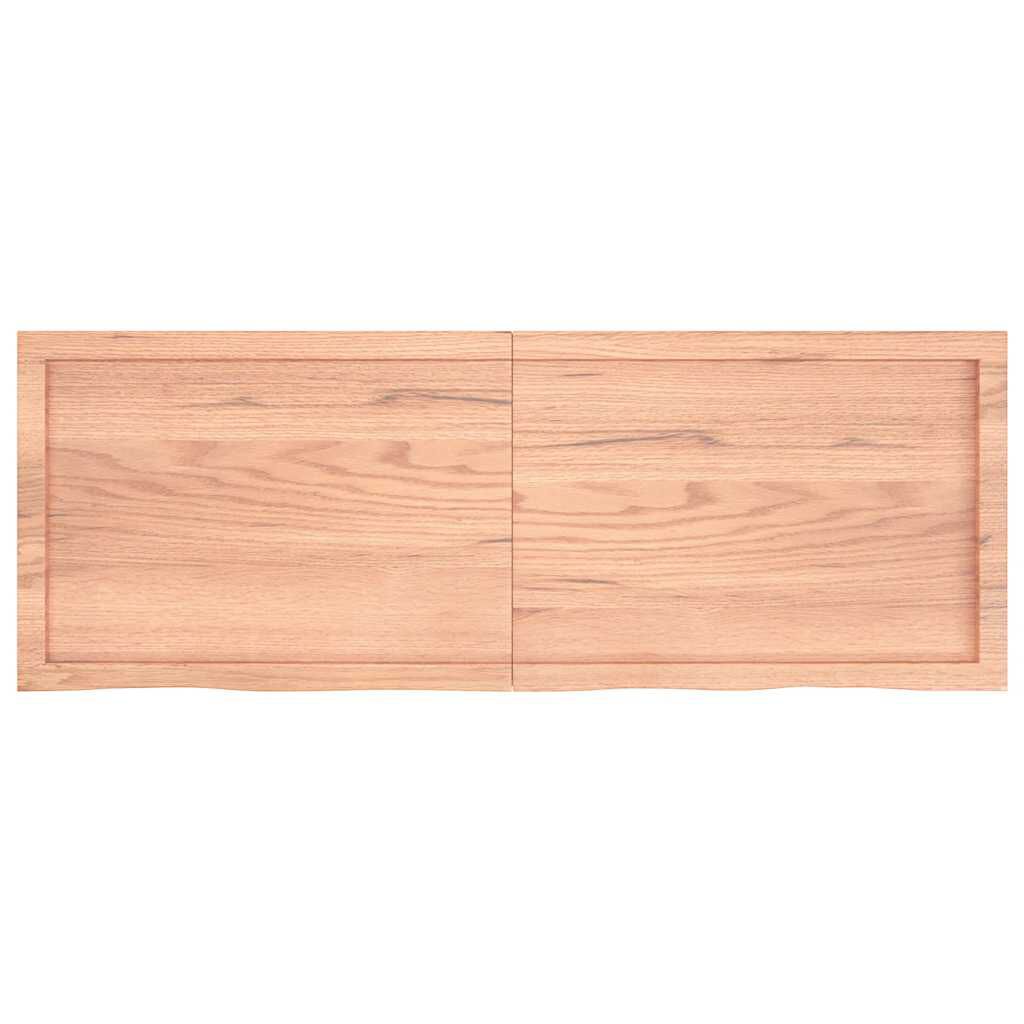 vidaXL Ράφι Τοίχου Ανοιχτό Καφέ 140x50x(2-6)εκ. Επεξ. Μασίφ Ξύλο Δρυός