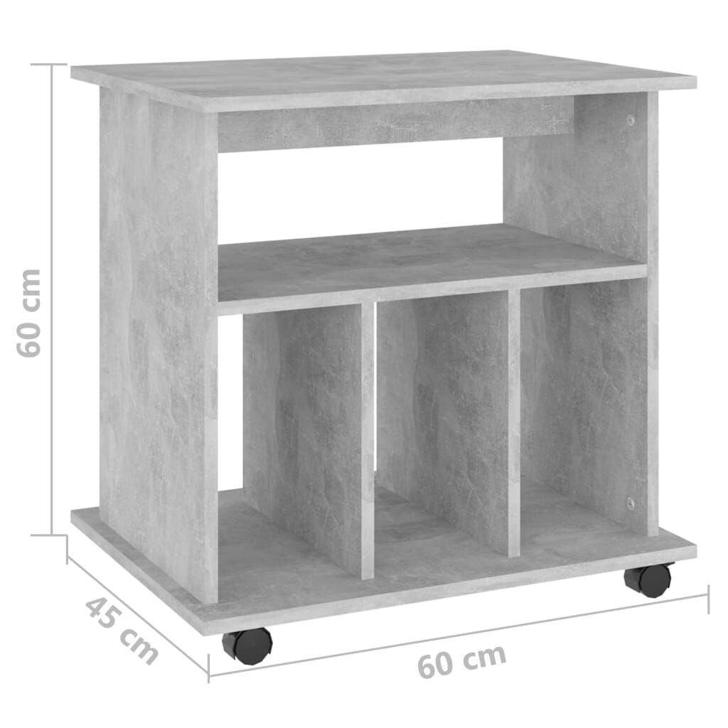 vidaXL Ντουλάπι Τροχήλατο Γκρι Σκυρ. 60 x 45 x 60 εκ. από Επεξ. Ξύλο