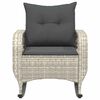 vidaXL Καρέκλα Κήπου Κουνιστή Γκρι από Συνθετικό Ρατάν με Μαξιλάρια