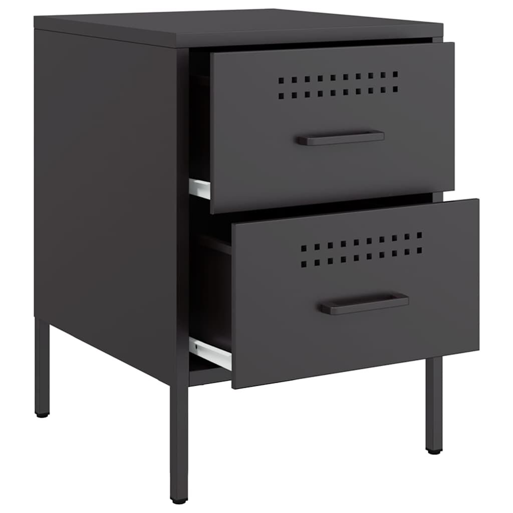 vidaXL Κομοδίνα 2 τεμ. Μαύρα 36x39x50,5 εκ. Χάλυβα