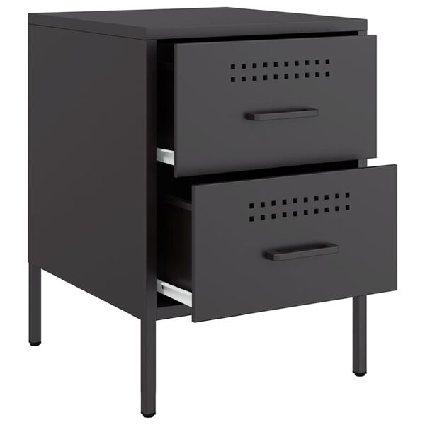 vidaXL Κομοδίνα 2 τεμ. Μαύρα 36x39x50,5 εκ. Χάλυβα