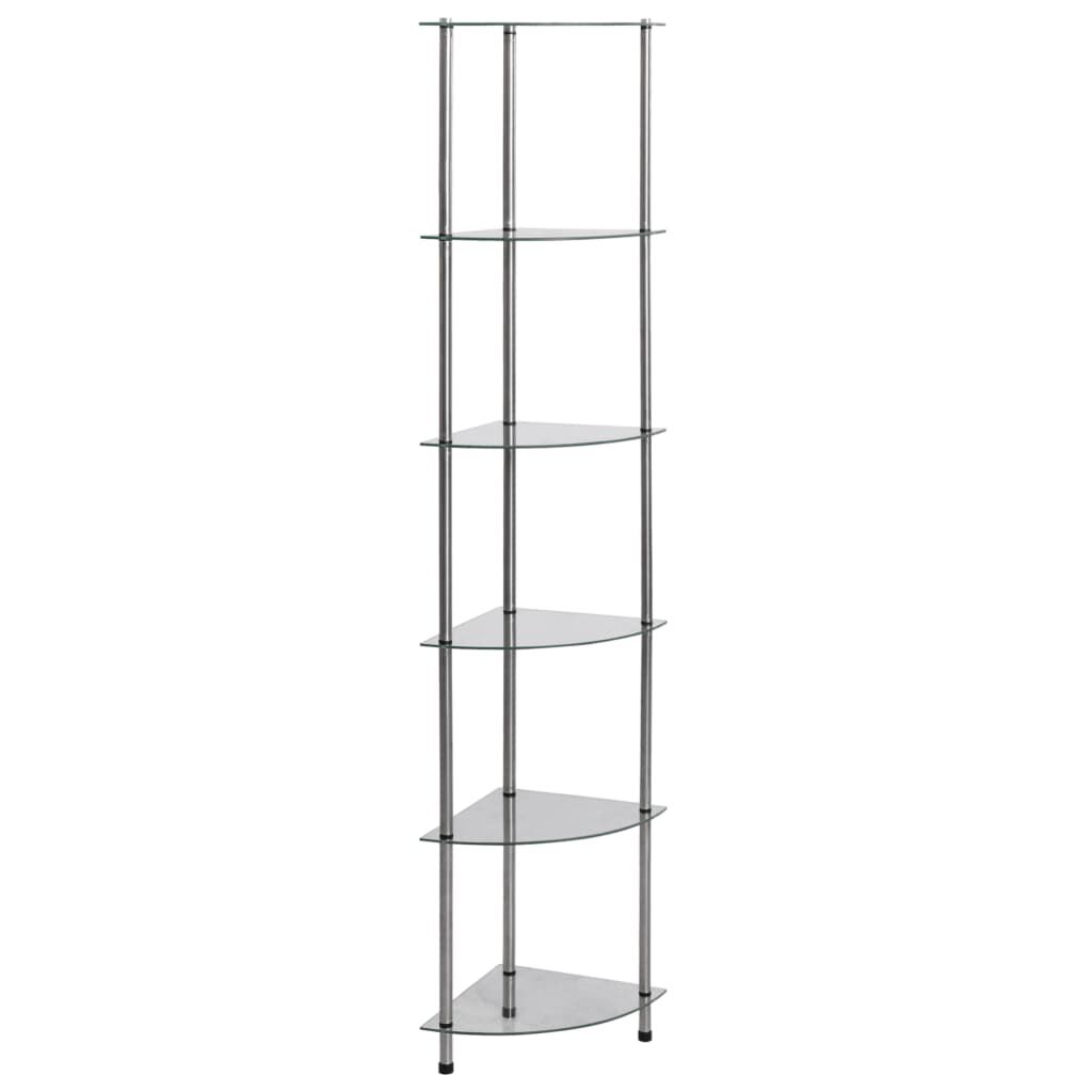 vidaXL Ραφιέρα 6 Επιπέδων Διαφανής 30 x 30 x 160 εκ. από Ψημένο Γυαλί
