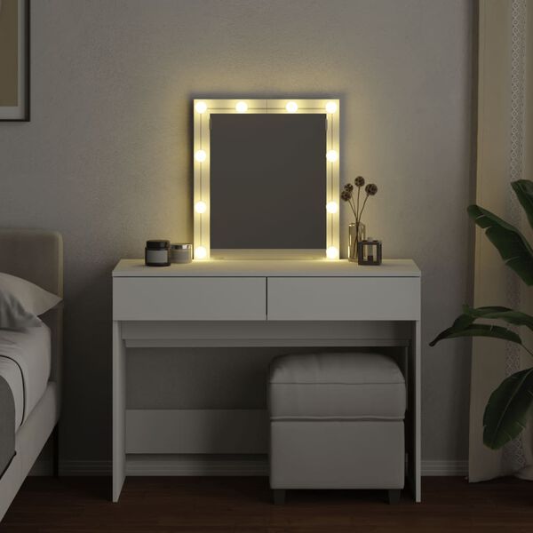 vidaXL Μπουντουάρ με LED Λευκό 100x40x130 εκ.