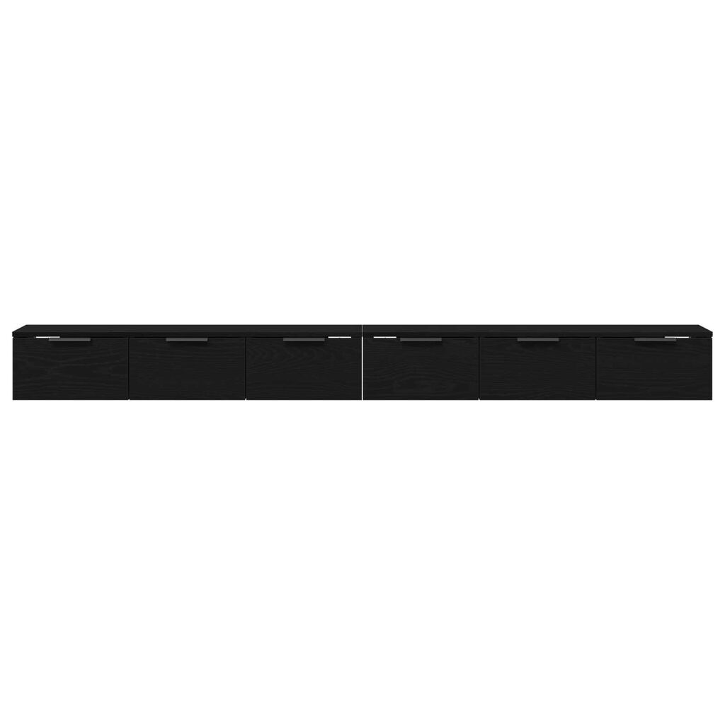 vidaXL Ντουλάπα Τοίχου με συρτάρι 2 pcs Μαύρη δρυς 102 x 30 x 20 εκ.