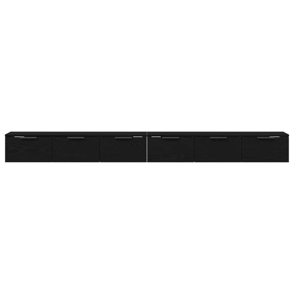 vidaXL Ντουλάπα Τοίχου με συρτάρι 2 pcs Μαύρη δρυς 102 x 30 x 20 εκ.