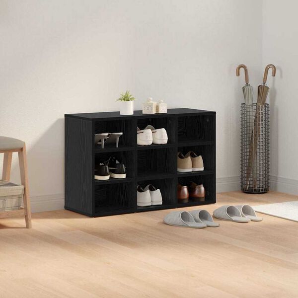 vidaXL Ντουλάπα Παπουτσιών με ράφι Μαύρη δρυς 77.5 x 30 x 51 εκ.