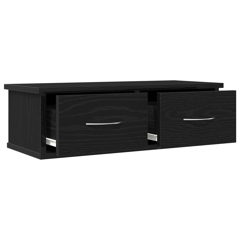 VidaXL Επιτοίχιο Ράφι Συρταριού Μαύρη Δρυς 60x26x18,5εκ Επεξεργασμένο Ξύλο