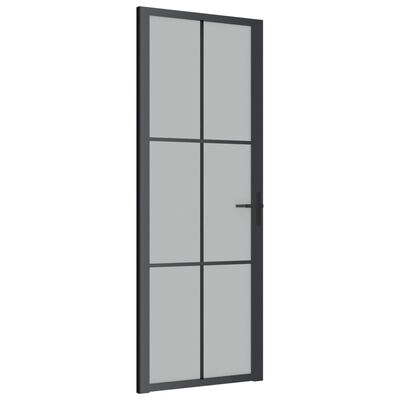 vidaXL Εσωτερική Πόρτα 76x201,5 εκ. Μαύρο Ματ Γυαλί και Αλουμίνιο