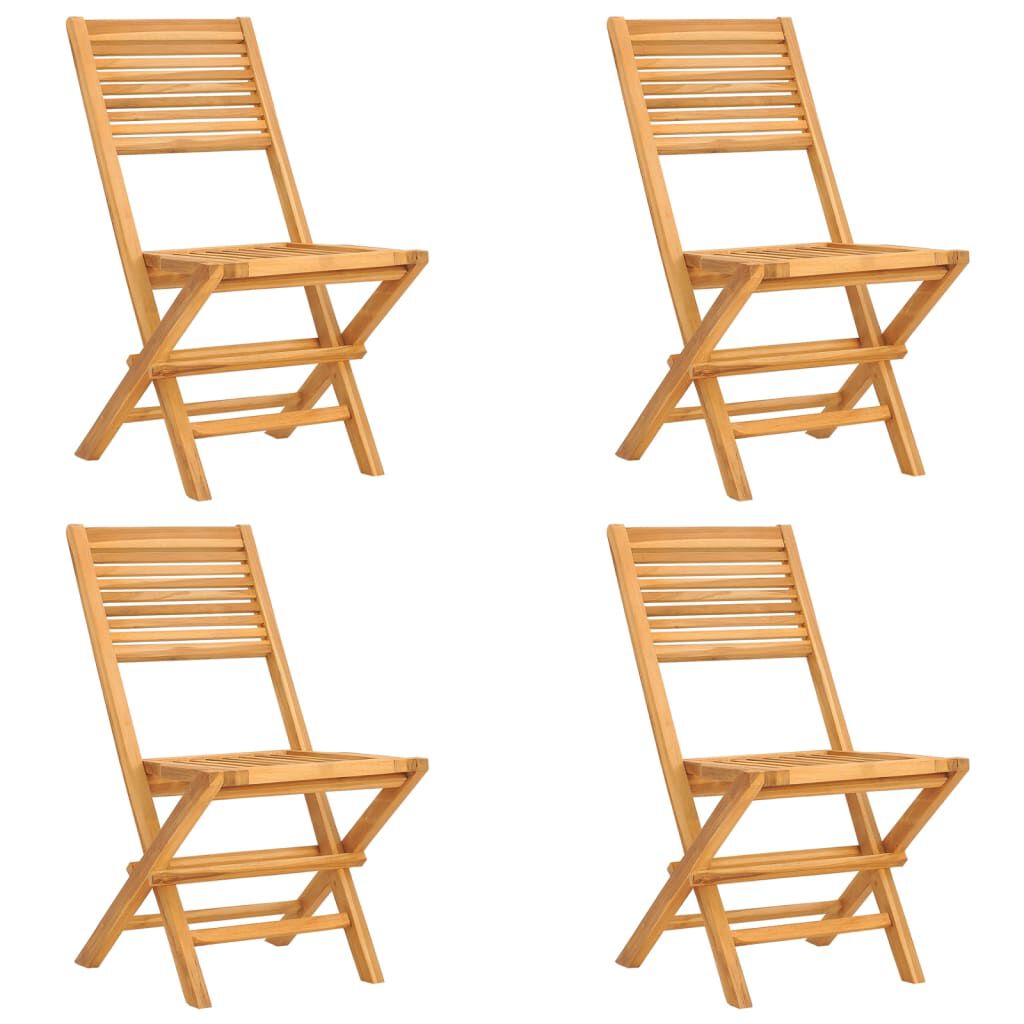 vidaXL Καρέκλες Κήπου Πτυσσόμενες 4 τεμ. 47x62x90 εκ. Μασίφ Ξύλο Teak