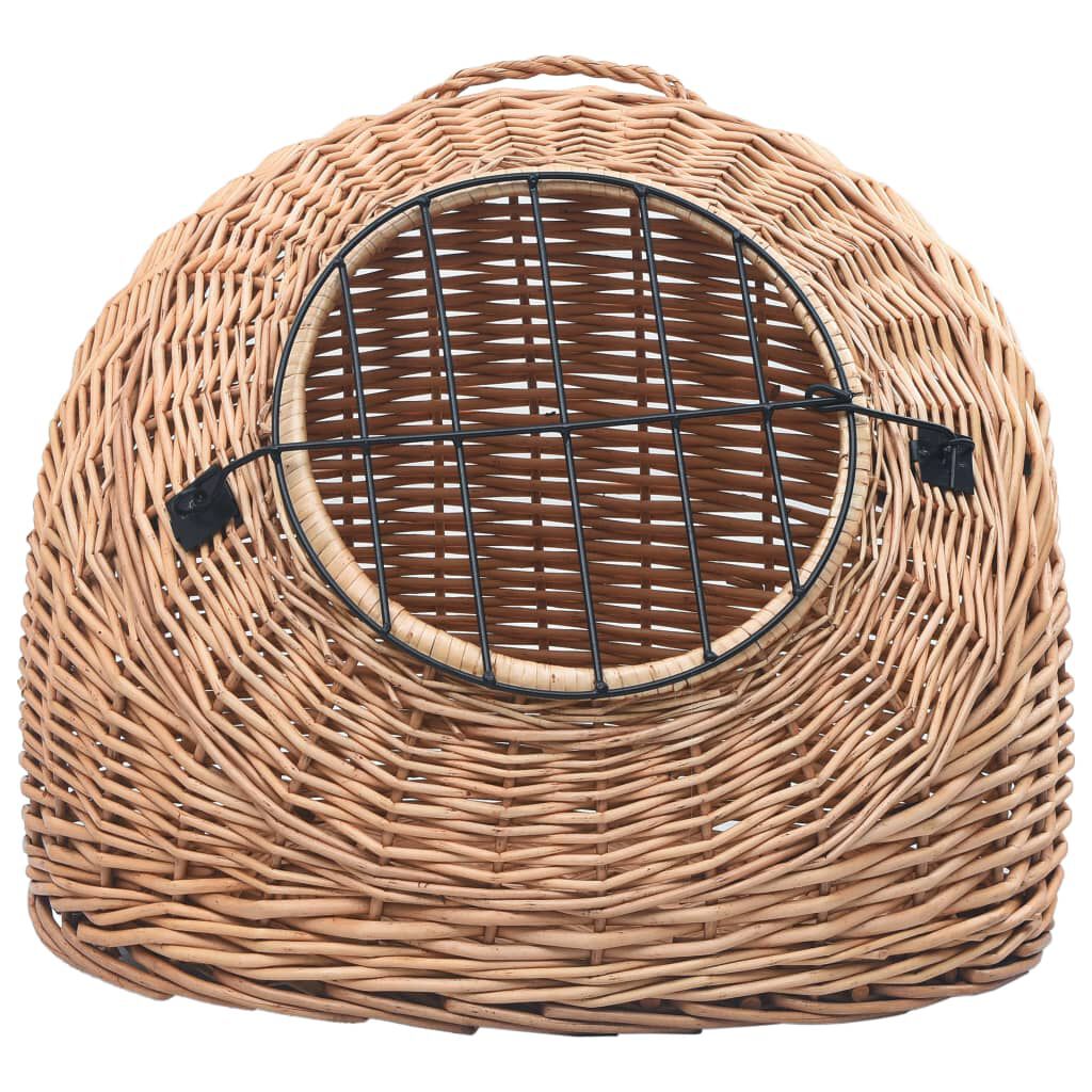 vidaXL Καλάθι Μεταφοράς Γάτας 45 x 35 x 35 εκ. από Φυσικό Ξύλο Ιτιάς