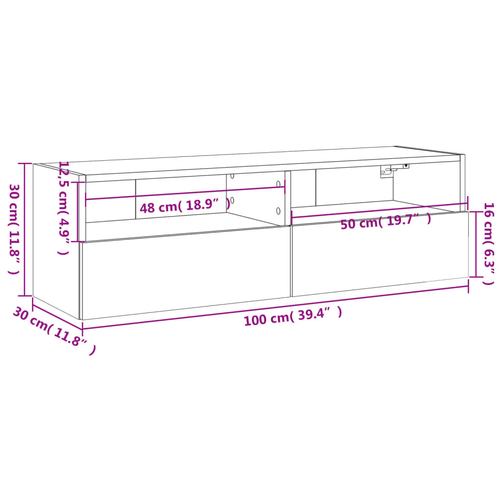 vidaXL Έπιπλο Τοίχου Τηλεόρασης Sonoma Δρυς 100x30x30 εκ. Επεξ. Ξύλο
