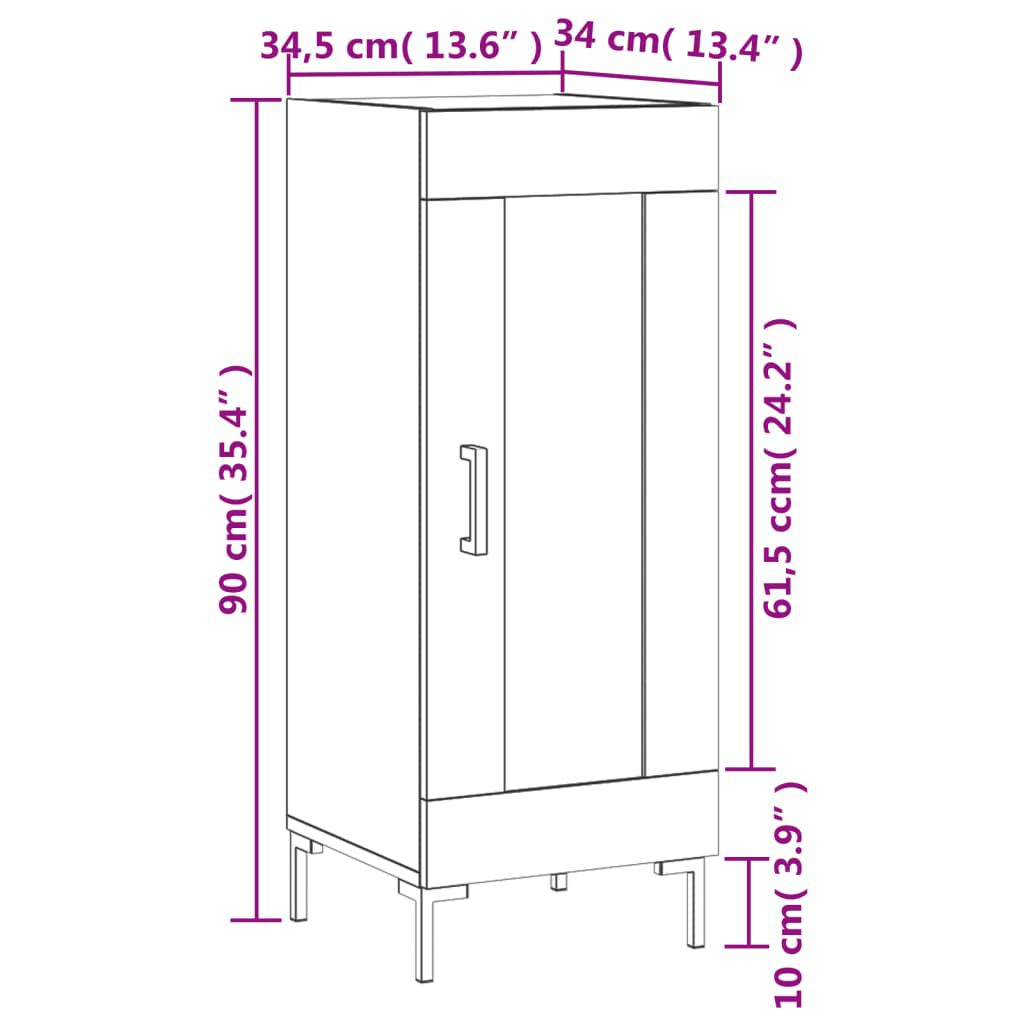 vidaXL Ντουλάπι Μαύρο 34,5 x 34 x 90 εκ. από Επεξεργασμένο Ξύλο