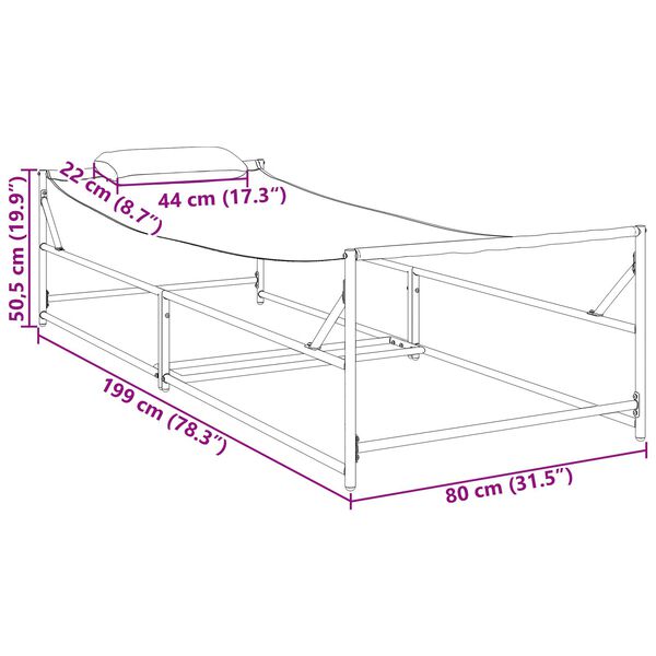 vidaXL Ξαπλώστρα Κήπου - Ανθρακί - 200x74x73 εκ. - Χάλυβας & Τεξτιλίνη