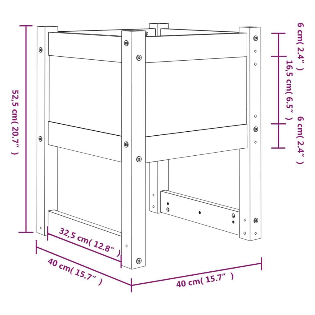 vidaXL Ζαρντινιέρα Γκρι 40 x 40 x 52,5 εκ. από Μασίφ Ξύλο Πεύκου