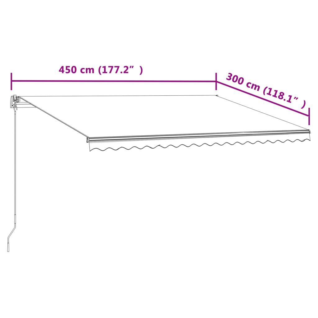 vidaXL Τέντα Συρόμενη Αυτόματη Κρεμ 450 x 300 εκ.