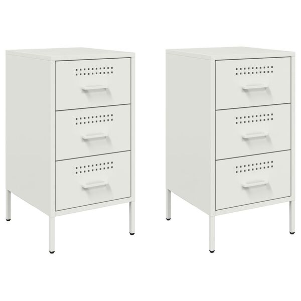vidaXL Κομοδίνα 2 τεμ. Λευκά 36x39x68 εκ. από Χάλυβα