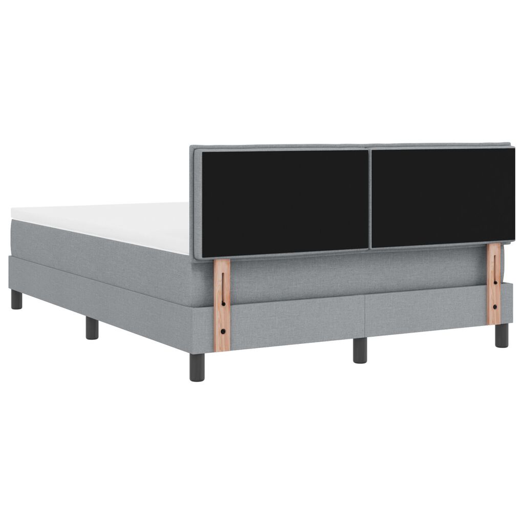 vidaXL Κρεβάτι Box Spring με Στρώμα & LED Ανοιχτό Γκρι 140x200 εκ Ύφασμα