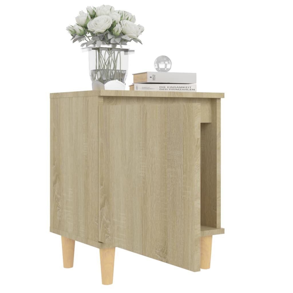 vidaXL Κομοδίνα 2 τεμ. Sonoma Δρυς 40x30x50εκ. & Πόδια από Μασίφ Ξύλο