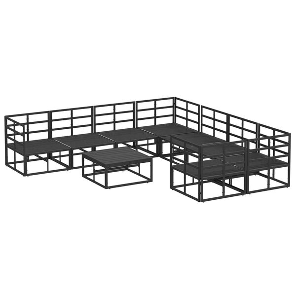 vidaXL Σετ Καναπέ Κήπου 9 pcs Μαύρο 70 x 70 x 32 εκ Αλουμίνιο