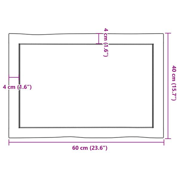 vidaXL Επιφ Τραπεζιού Αν Καφέ 60x40x(2-6)εκ. Ακατέργ. Μασίφ Ξύλο Δρυός