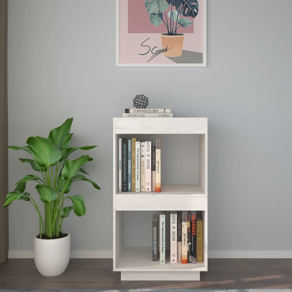 vidaXL Βιβλιοθήκη Λευκή 40 x 35 x 71 εκ. από Μασίφ Ξύλο Πεύκου