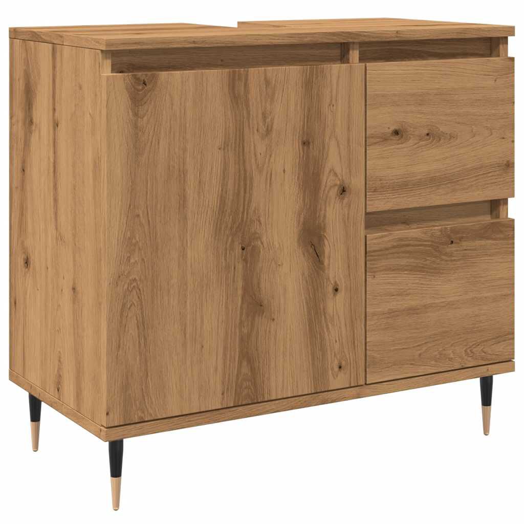 vidaXL Ντουλάπι Μπάνιου τεχνίτης Δρυς 65x33x60 εκ. Επεξεργασμένο Ξύλο