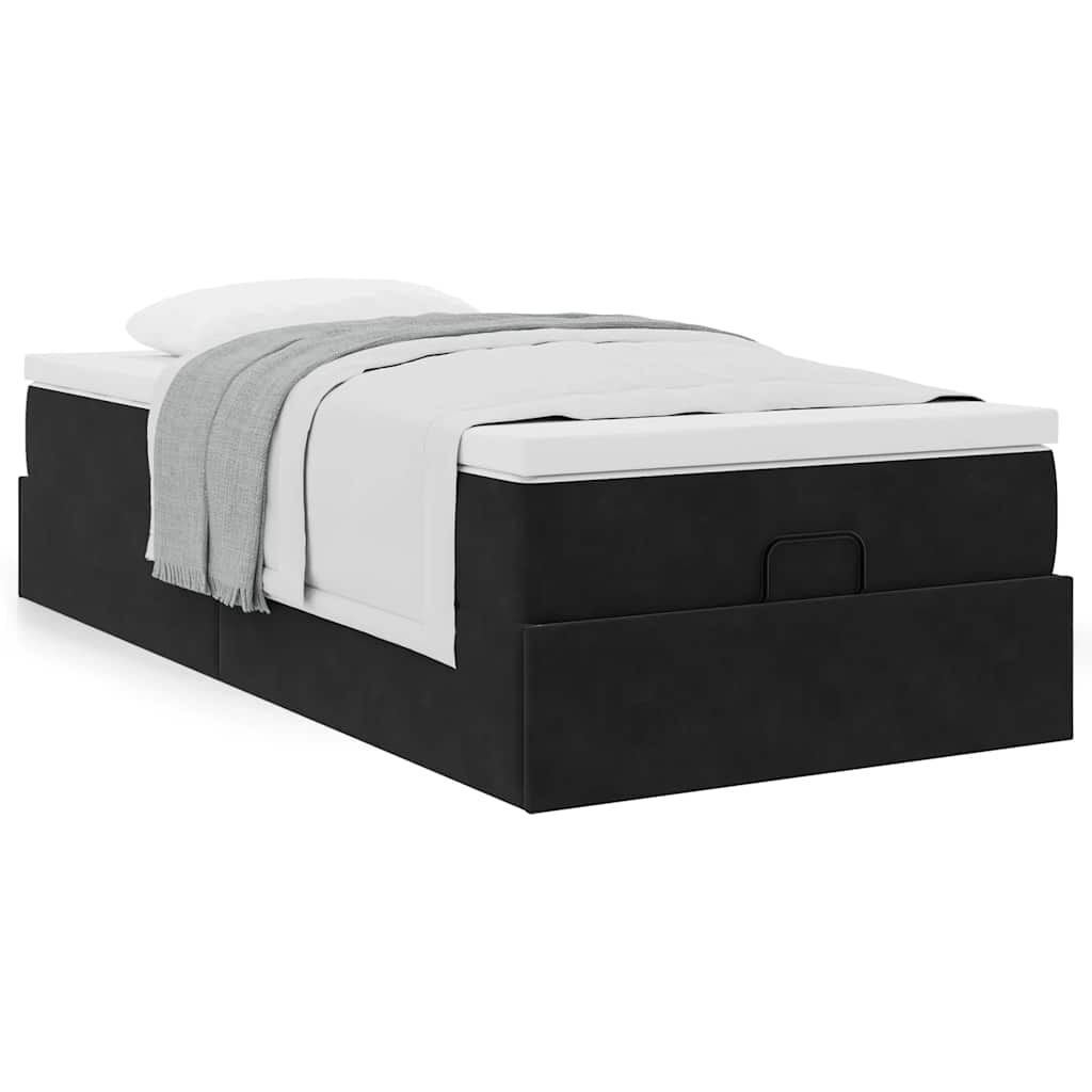 vidaXL Οθωμανικό κρεβάτι με στρώμα Μαύρο 90x190cm Velvet