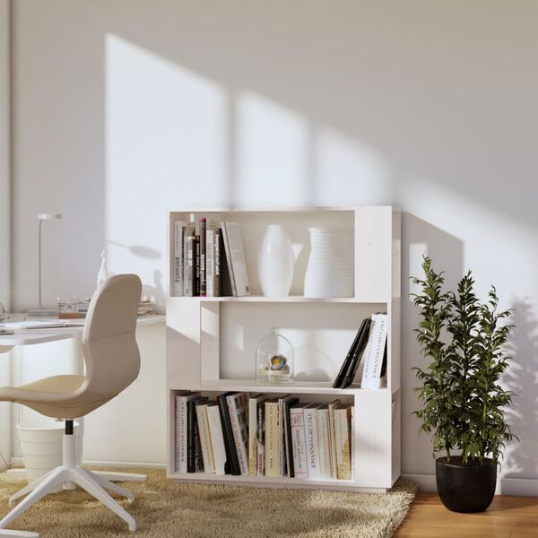 vidaXL Βιβλιοθήκη/Διαχωριστικό Χώρου Λευκό 80x25x101 εκ. Μασίφ Πεύκο