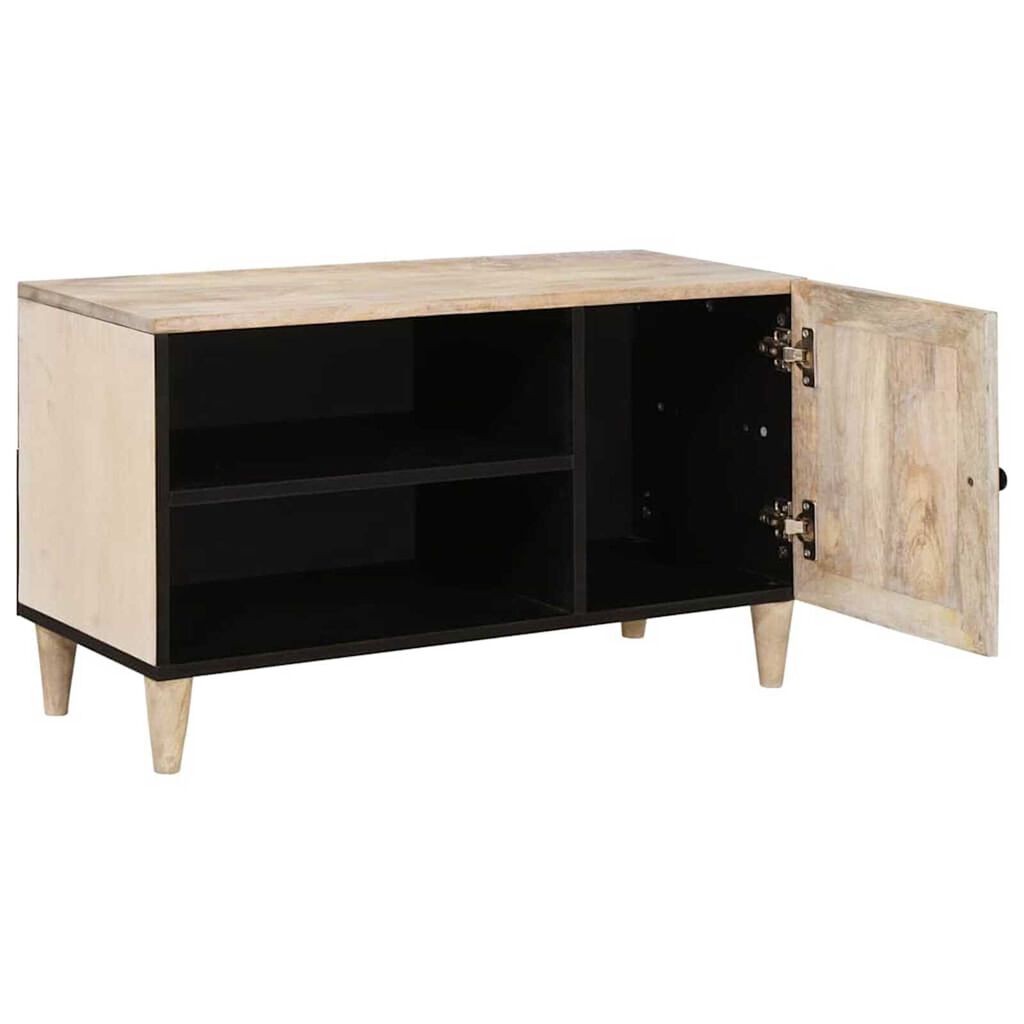vidaXL Ντουλάπι TV με ράφι Λευκό 80 x 33 x 46 εκ Μασίφ ξύλο μάνγκο