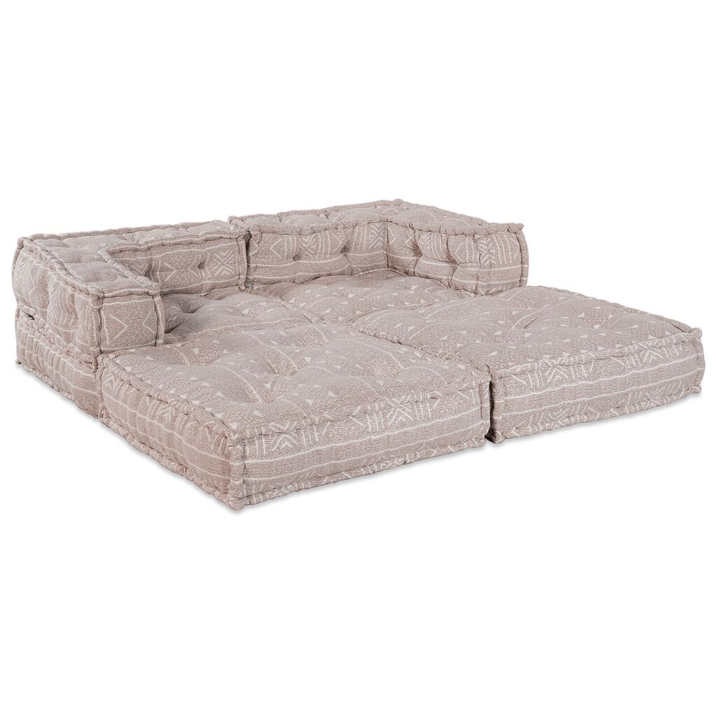 vidaXL Καναπές Modular 2-θέσιος Pouffe Μετατρέψιμος από Ελαφρύ Καφέ Ύφασμα