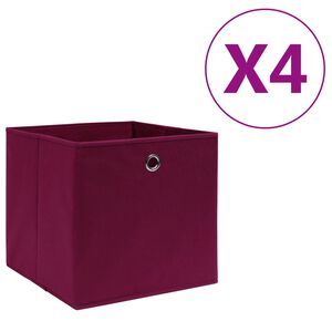 vidaXL Κουτιά Αποθήκευσης 4 τεμ Σκ Κόκκινα 28x28x28εκ Ύφασμα Non-woven