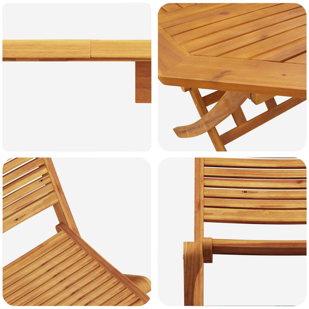 vidaXL Φορητό Σετ Μπιζερί Πτυσσόμενος 3 pcs Καφέ Μασίφ ξύλο ακακίας